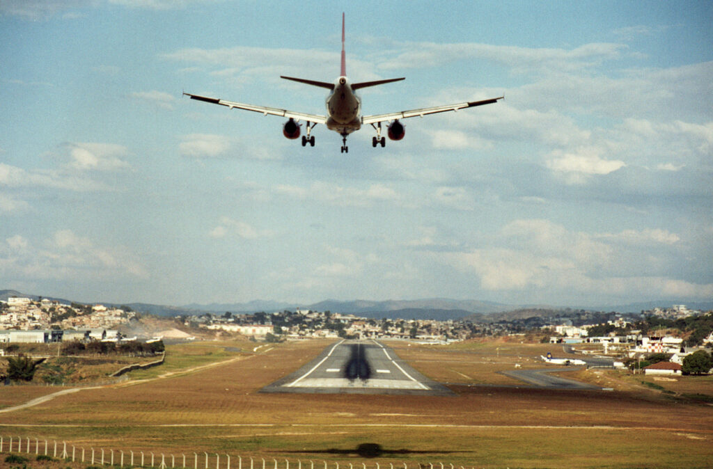 plane landing on runway